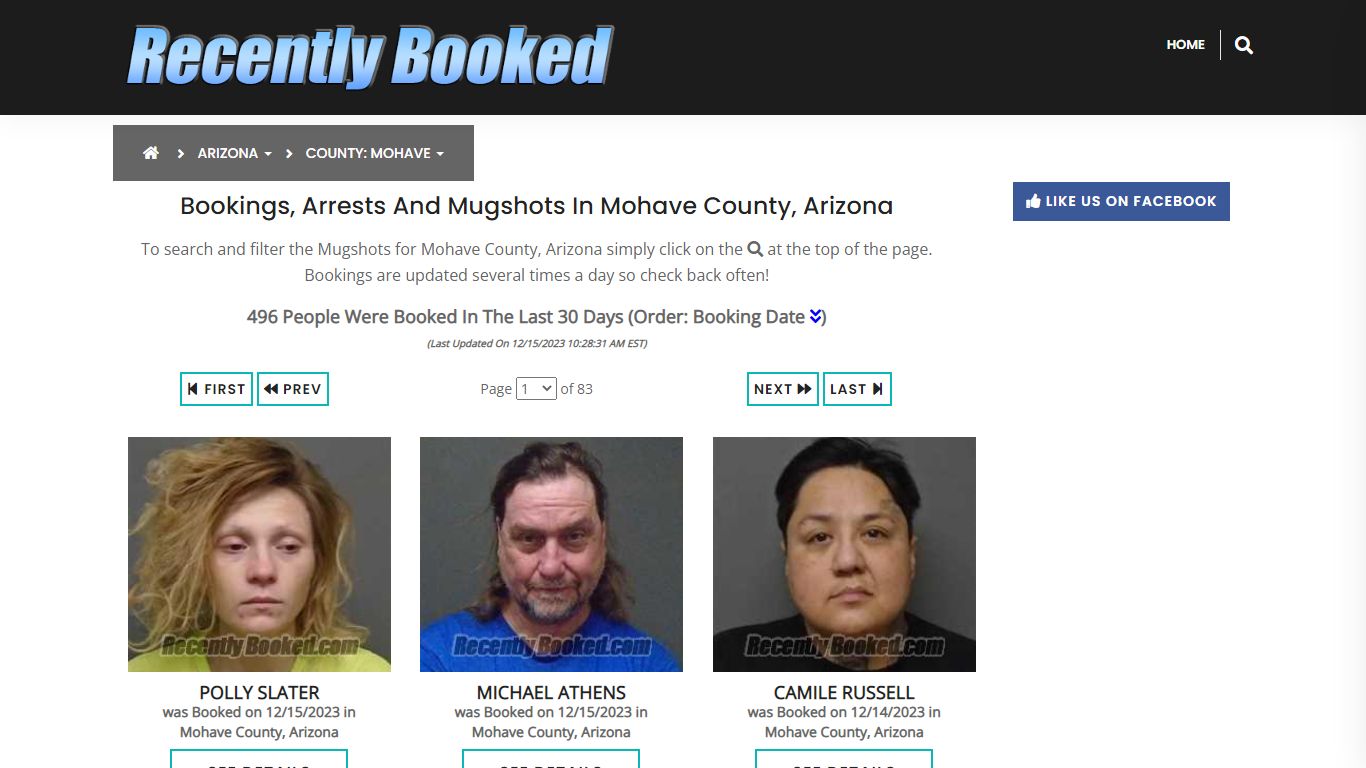 Recent bookings, Arrests, Mugshots in Mohave County, Arizona
